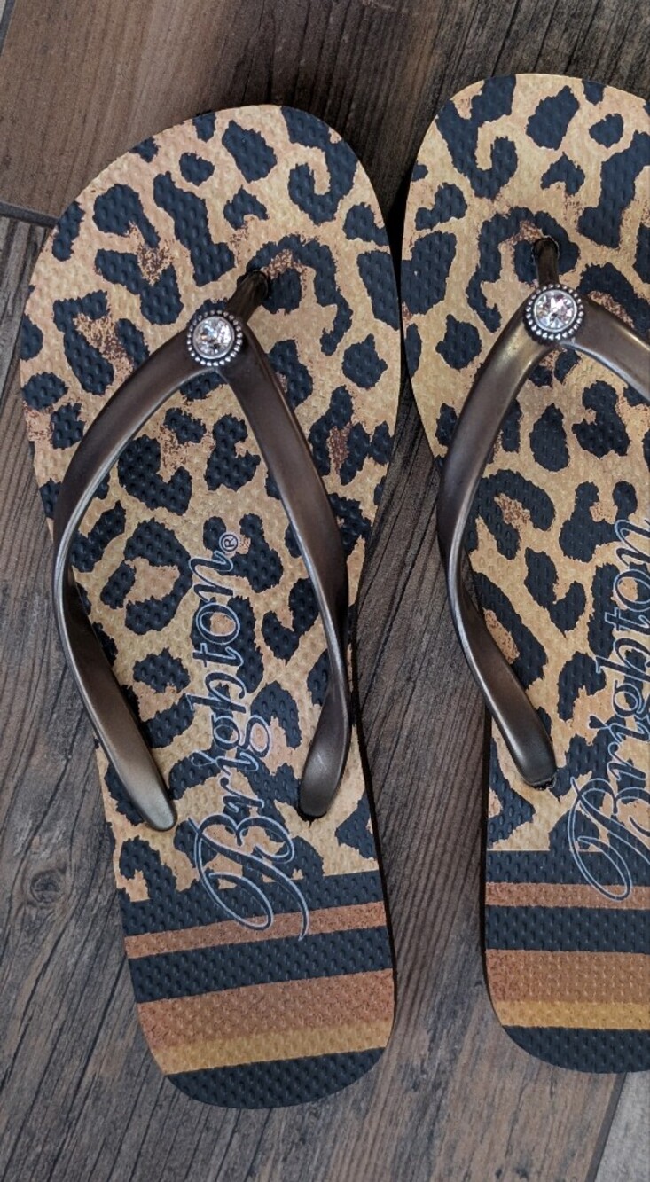 Brighton Cat Bronze Flip Flops Size 7